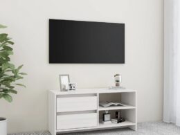 vidaXL TV Stand White 31.5"x12.2"x15.4" Solid Pinewood