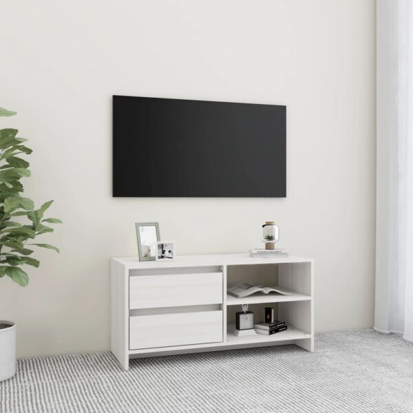 vidaXL TV Stand White 31.5"x12.2"x15.4" Solid Pinewood
