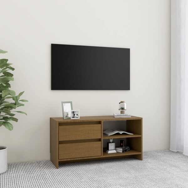 vidaXL TV Stand Honey Brown 31.5"x12.2"x15.4" Solid Pinewood