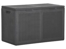 vidaXL Patio Storage Box 47.6 gal Black PP Rattan