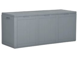 vidaXL Patio Storage Box 71.3 gal Gray PP Rattan