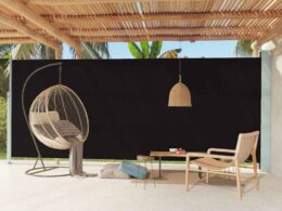 vidaXL Patio Retractable Side Awning 86.6"x236.2" Black