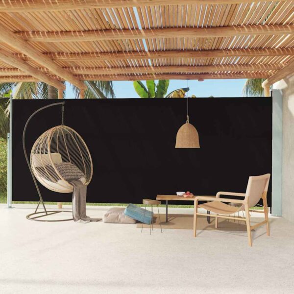 vidaXL Patio Retractable Side Awning 86.6"x236.2" Black