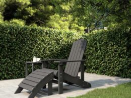 vidaXL Patio Adirondack Chair with Footstool HDPE Anthracite