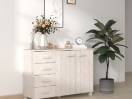 vidaXL Sideboard HAMAR White 44.5"x15.7"x31.5" Solid Wood Pine