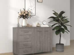 vidaXL Sideboard HAMAR Light Gray 44.5"x15.7"x31.5" Solid Wood Pine