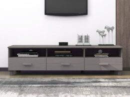 vidaXL TV Stand HAMAR Light Gray 62.2"x15.7"x15.7" Solid Wood Pine