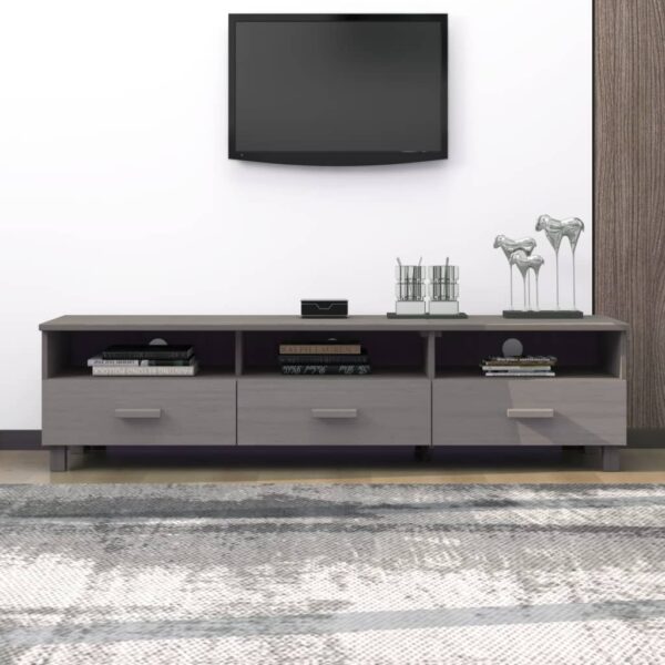 vidaXL TV Stand HAMAR Light Gray 62.2"x15.7"x15.7" Solid Wood Pine