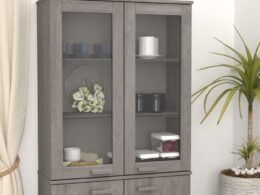 vidaXL Top for Highboard HAMAR Light Gray 33.5"x13.8"x39.4" Solid Wood Pine
