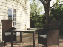 vidaXL 3 Piece Patio Dining Set Poly Rattan Brown