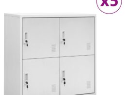 vidaXL Locker Cabinets 5 pcs Light Gray 35.4"x17.7"x36.4" Steel