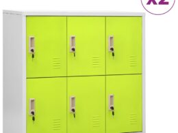 vidaXL Locker Cabinets 2 pcs Light Gray and Green 35.4"x17.7"x36.4" Steel