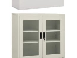 vidaXL Office Cabinet with Planter Box Light Gray 35.4"x15.7"x44.5" Steel