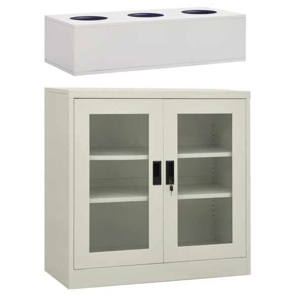 vidaXL Office Cabinet with Planter Box Light Gray 35.4"x15.7"x44.5" Steel