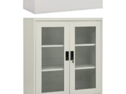 vidaXL Office Cabinet with Planter Box Light Gray 35.4"x15.7"x50.4" Steel