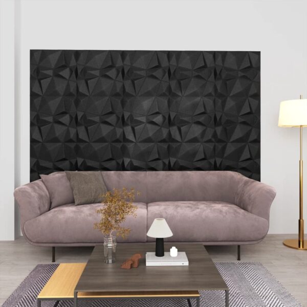 vidaXL 3D Wall Panels 12 pcs 19.7"x19.7" Diamond Black 32.3 ft²