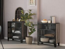 vidaXL Storage Cabinets 2 pcs Gray 28.3"x14.2"x32.3" Metal and MDF