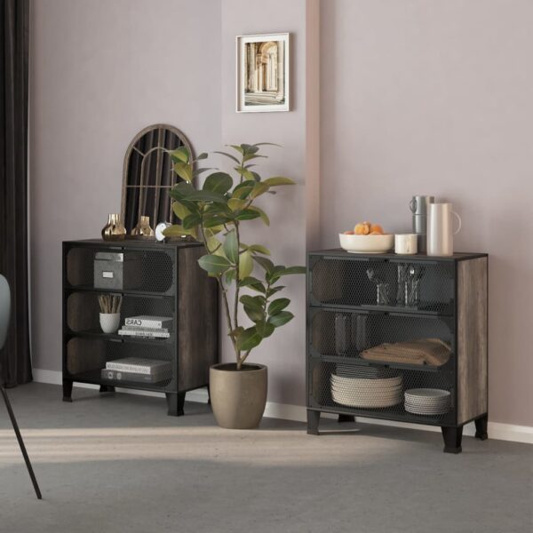 vidaXL Storage Cabinets 2 pcs Gray 28.3"x14.2"x32.3" Metal and MDF