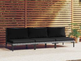 vidaXL Patio Sofas 3pcs with Cushions Half Round Poly Rattan