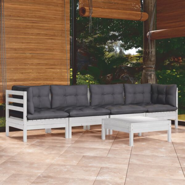 vidaXL 5 Piece Patio Lounge Set with Cushions Solid Pinewood