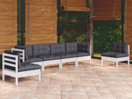 vidaXL 6 Piece Patio Lounge Set with Cushions Solid Pinewood