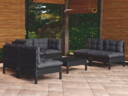vidaXL 7 Piece Patio Lounge Set with Cushions Solid Pinewood