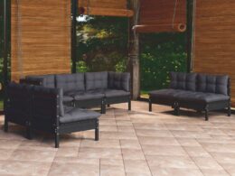 vidaXL 7 Piece Patio Lounge Set with Cushions Solid Pinewood