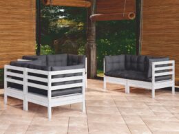 vidaXL 6 Piece Patio Lounge Set with Cushions Solid Pinewood