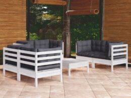 vidaXL 7 Piece Patio Lounge Set with Cushions Solid Pinewood