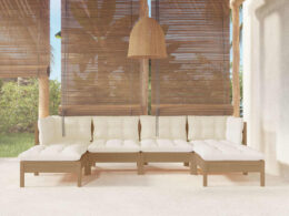 vidaXL 6 Piece Patio Lounge Set with Cushions Honey Brown Pinewood