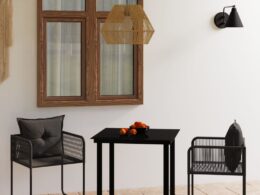 vidaXL 3 Piece Patio Dining Set Black