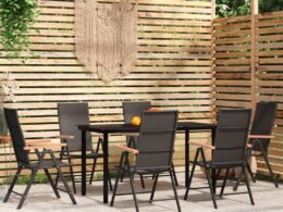 vidaXL 7 Piece Patio Dining Set Black