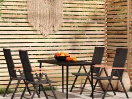 vidaXL 5 Piece Patio Dining Set Black