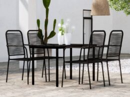 vidaXL 5 Piece Patio Dining Set Black