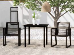 vidaXL 3 Piece Patio Dining Set Black