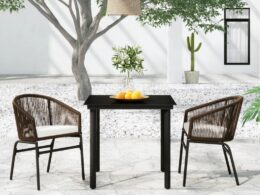 vidaXL 3 Piece Patio Dining Set Brown