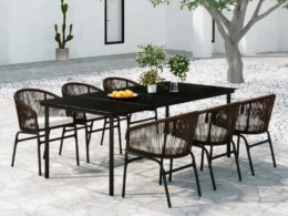 vidaXL 7 Piece Patio Dining Set Brown