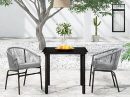 vidaXL 3 Piece Patio Dining Set Gray