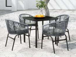 vidaXL 5 Piece Patio Dining Set Gray