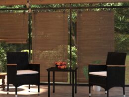 vidaXL 3 Piece Patio Dining Set with Cushions Black