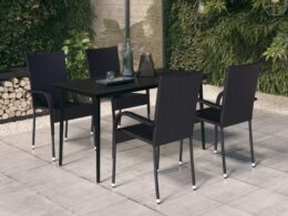 vidaXL 5 Piece Patio Dining Set Black