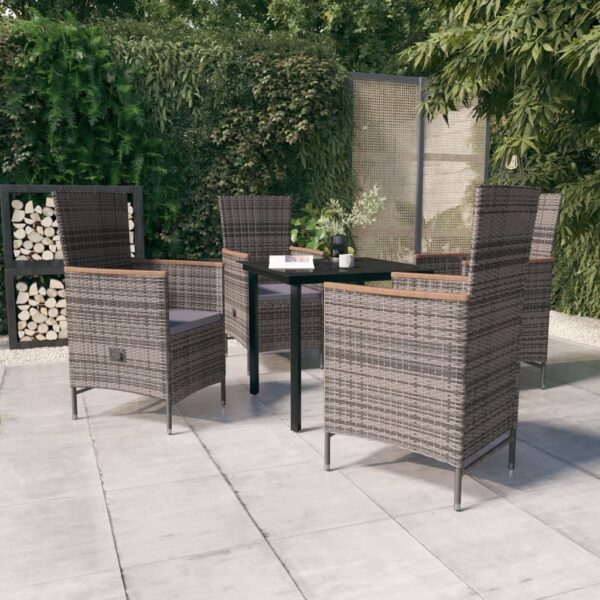 vidaXL 5 Piece Patio Dining Set with Cushions Gray