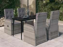 vidaXL 5 Piece Patio Dining Set with Cushions Gray