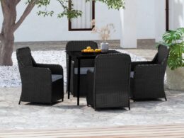 vidaXL 5 Piece Patio Dining Set with Cushions Black