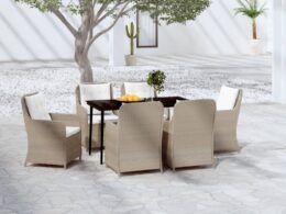 vidaXL 7 Piece Patio Dining Set Brown