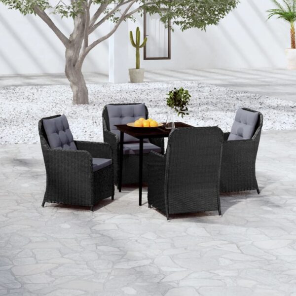 vidaXL 5 Piece Patio Dining Set Black