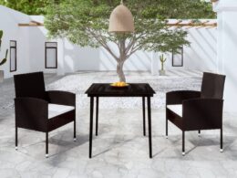 vidaXL 3 Piece Patio Dining Set Black