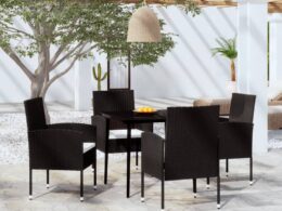 vidaXL 5 Piece Patio Dining Set Black