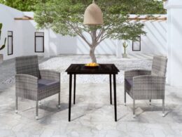 vidaXL 3 Piece Patio Dining Set Anthracite