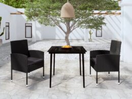 vidaXL 3 Piece Patio Dining Set Black
